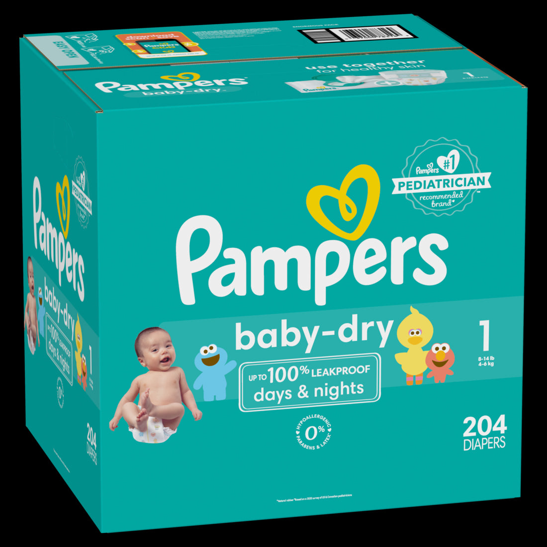 Pampers Baby Dry Diapers Size 1 - 204ct/1pk