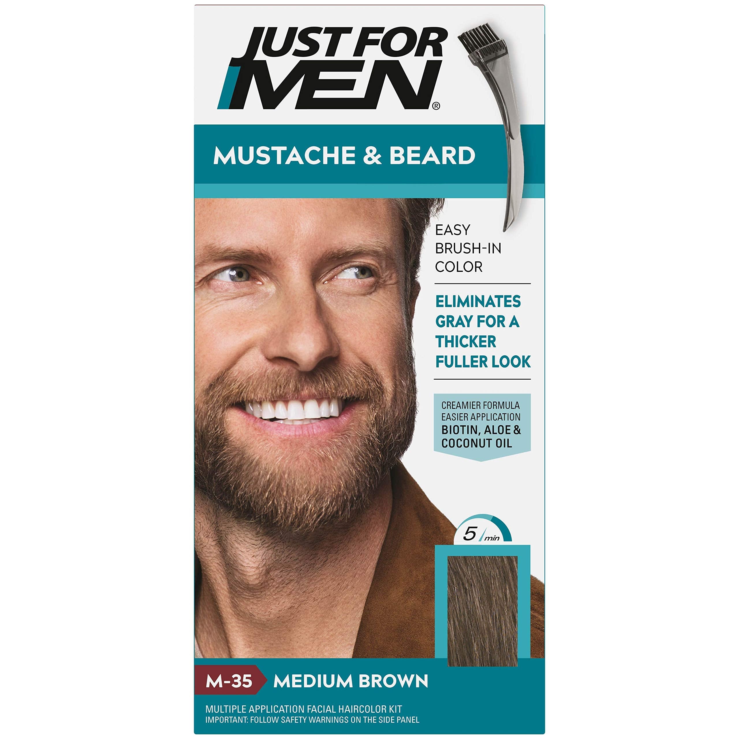 Just for Men Mustache & Beard Color Medium Brown M-35 - 1ct/3pk