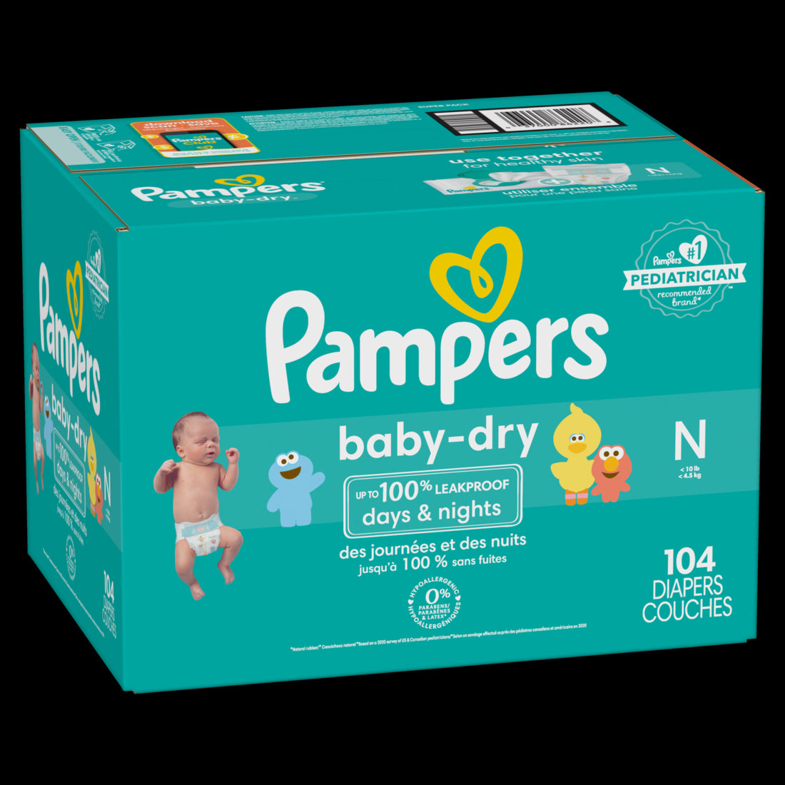 Pampers Baby Dry Diapers Size 0 - 104ct/1pk