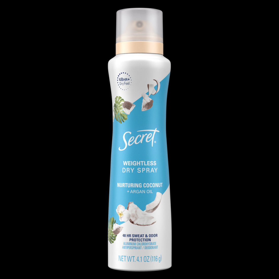 Secret Dry Spray Antiperspirant Deodorant Nurturing Coconut and Argan Oil-4.1oz/12pk