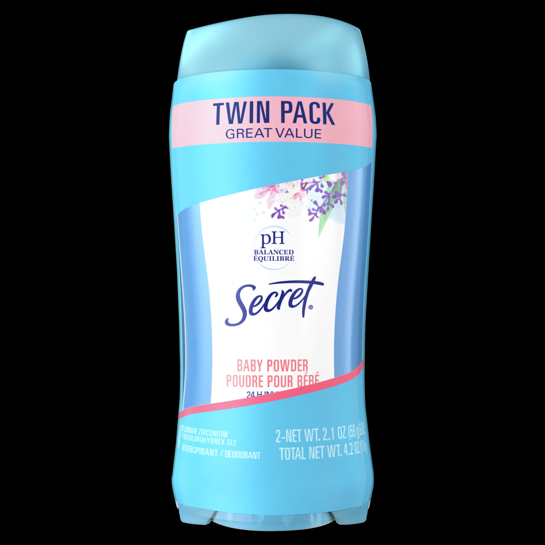 Secret Invisible Solid Antiperspirant and Deodorant Powder Fresh Twin Pack-2.1oz/6pk