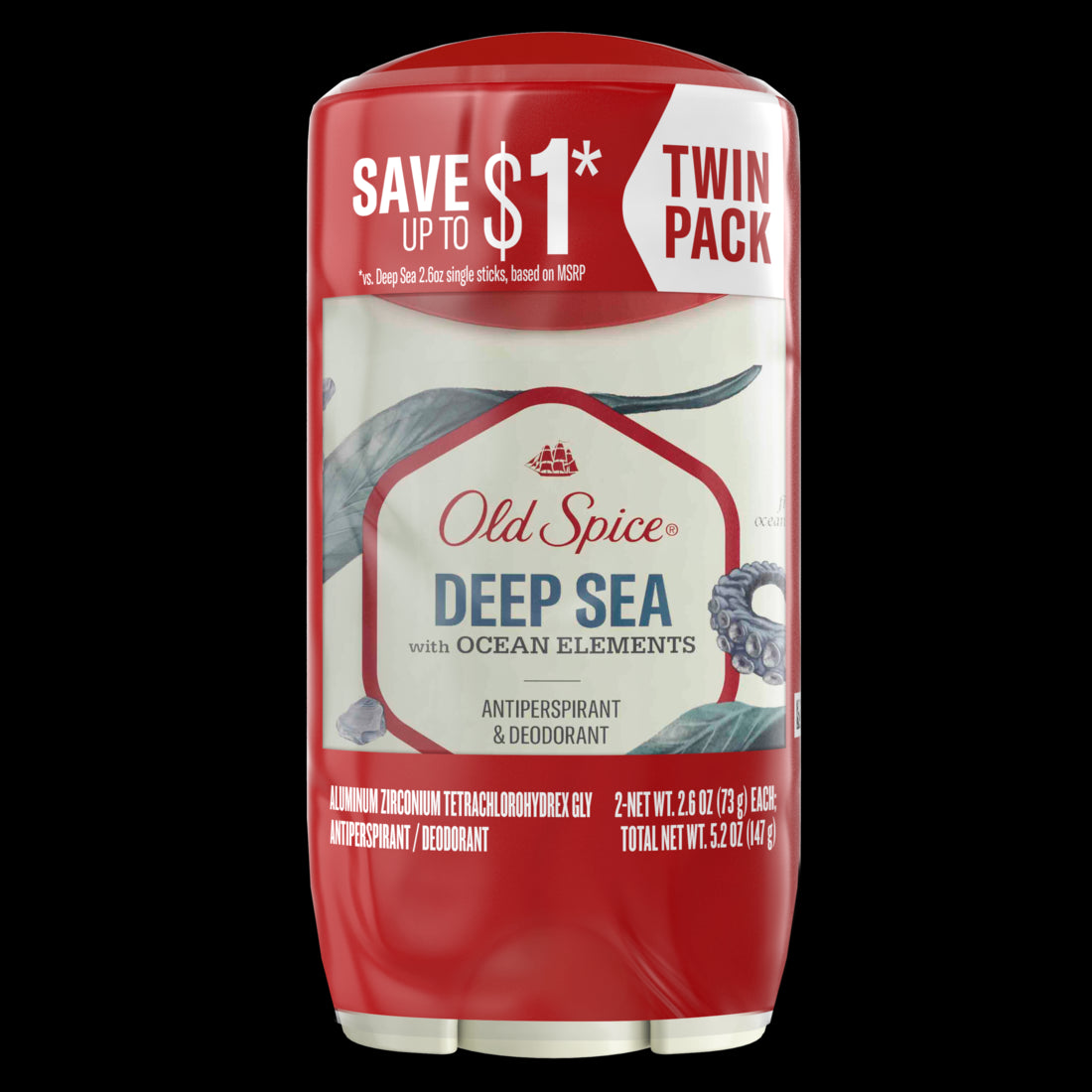 Old Spice Men's Antiperspirant & Deodorant Deep Sea with Ocean Elements Twin Pack -  2.6oz/6pk