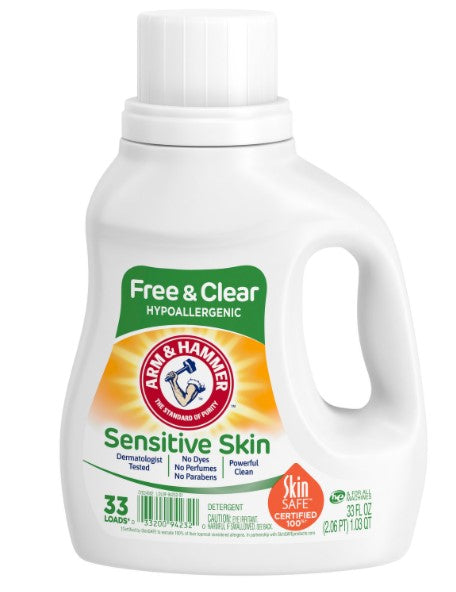 Arm & Hammer Free & Clear Sensitive Skin Liquid Detergent - 33oz/8Pk