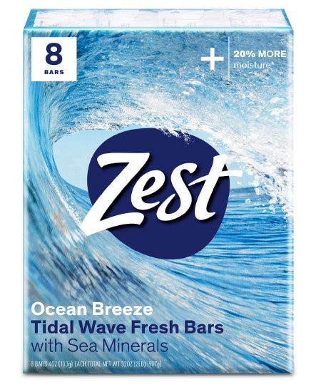 ZEST BATH 8 BAR OCEAN BREEZE-4oz/6pk
