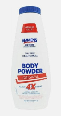 AMMENS TALC FREE BODY POWDER ORIGINAL-11oz/6pk