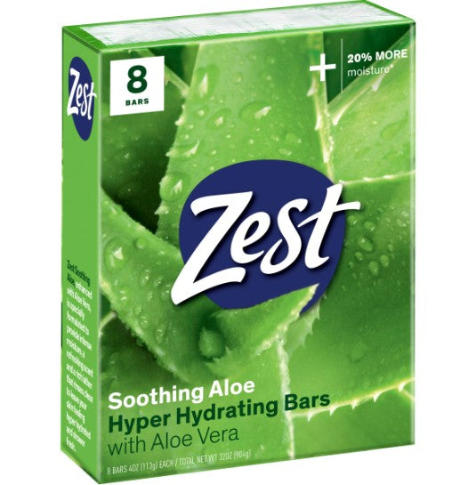 ZEST BATH 8-BAR SOOTHING ALOE-4oz/6pk
