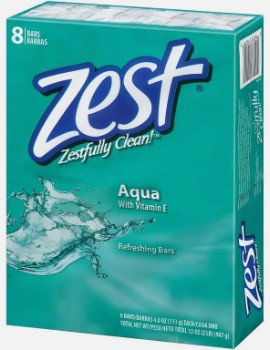 ZEST BATH 8 BAR AQUA-4oz/6pk