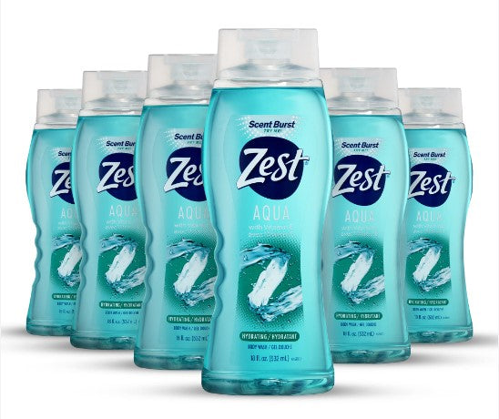 ZEST AQUA BODY WASH -18oz/6pk