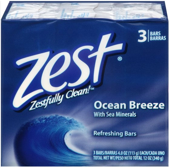 ZEST BATH 3-BAR - OCEAN BREEZE-4oz/12pk