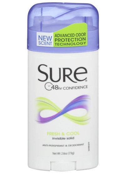 SURE FRESH & COOL INVISIBLE SOLID ANTIPERSPIRANT & DEODORANT-2.6oz/12pk