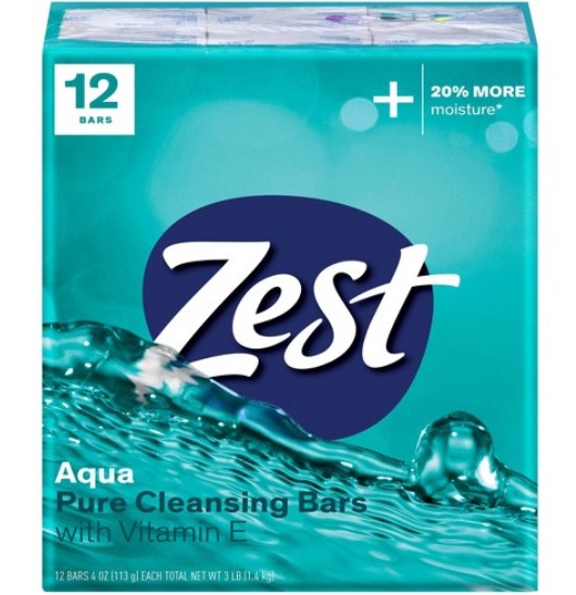 ZEST BATH 3-BAR - AQUA - 4oz/12pk