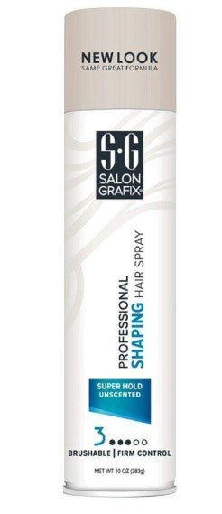 SALON GRAFIX SHAPING HAIR SPRAY SUPER HOLD UNSCENTED -10oz/6pk