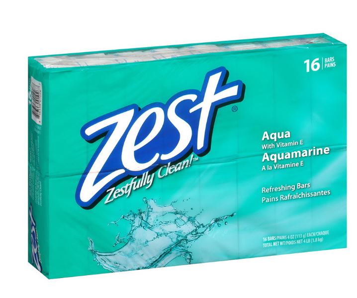 Zest Bar Soap Aqua 16 Bar Pack - 4oz/4pk