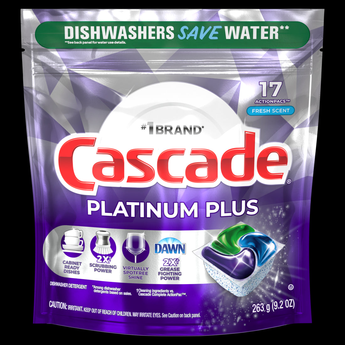 Cascade Platinum Plus ActionPacs Dishwasher Detergent Pods Fresh - 17ct/6pk