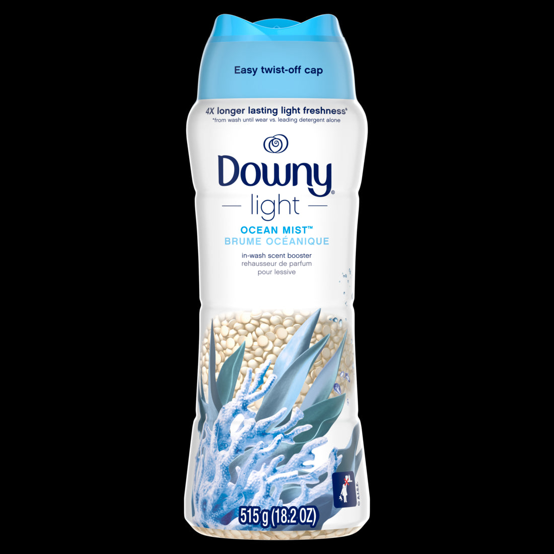 Downy Light Laundry Scent Booster Beads for Washer Ocean Mist with No Heavy Perfumes-18.2oz/4pk