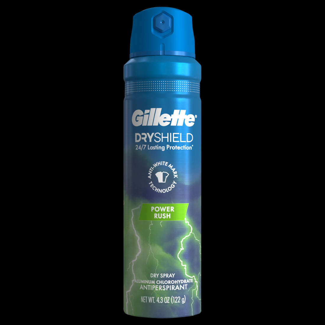 Gillette Dry Spray Antiperspirant and Deodorant for Men Power Rush - 4.3oz/12pk