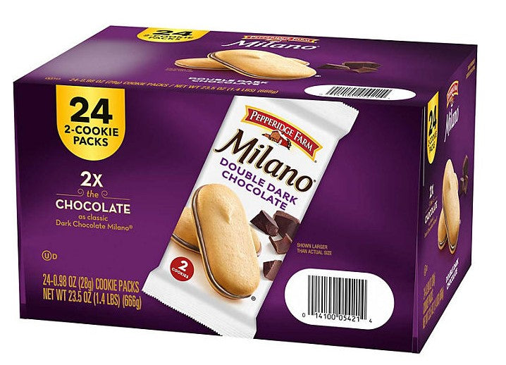 Milano Double Dark Chocolate Cookies- 0.98oz/24 pk