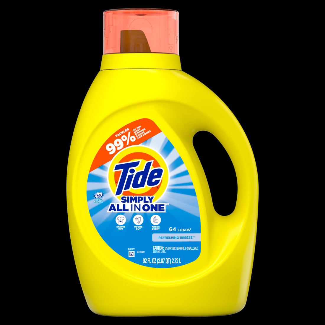 Tide Simply Liquid Laundry Detergent Refreshing Breeze 64 loads - 92oz/4pk