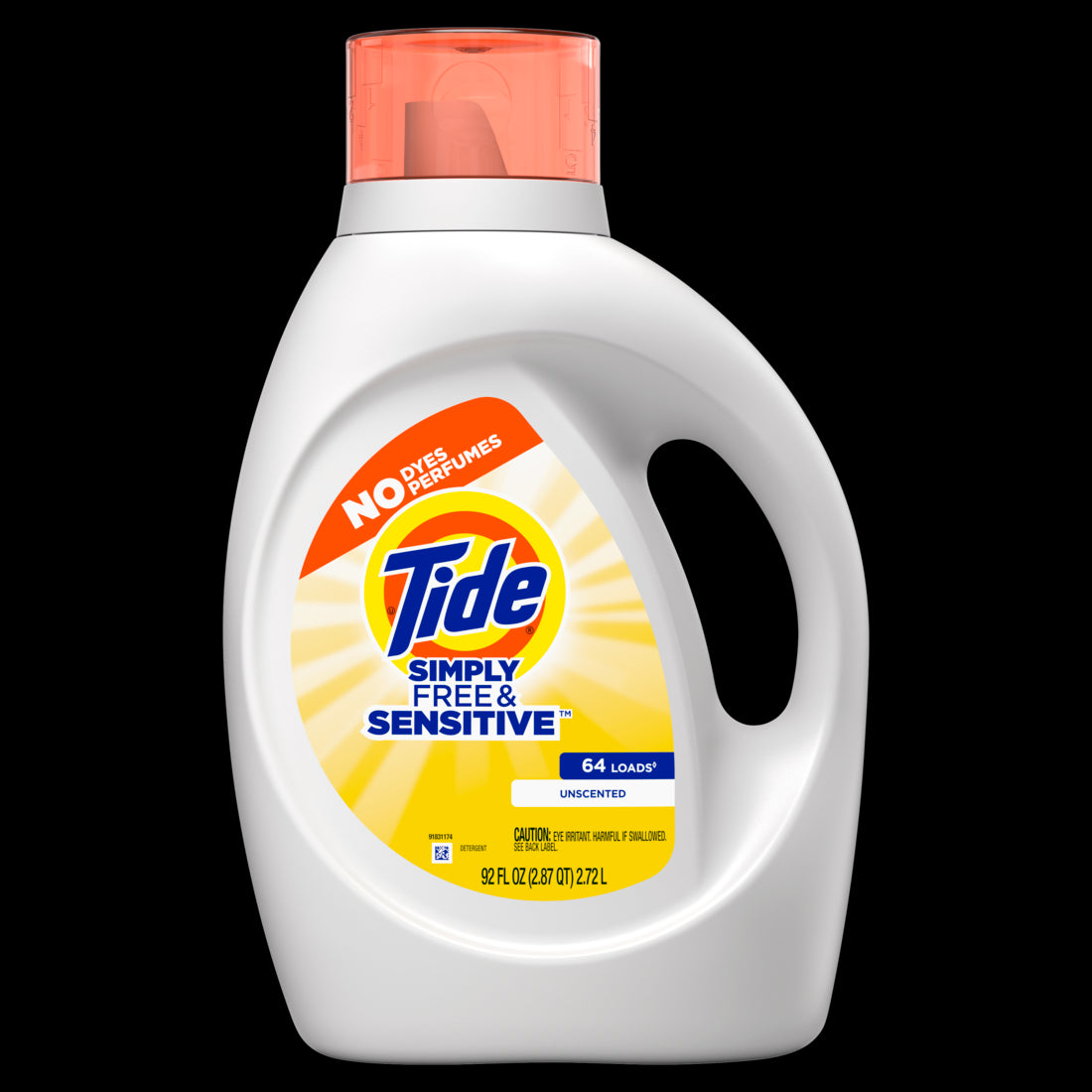 Tide Simply Liquid Laundry Detergent Free & Sensitive 64 Loads - 92oz/4pk