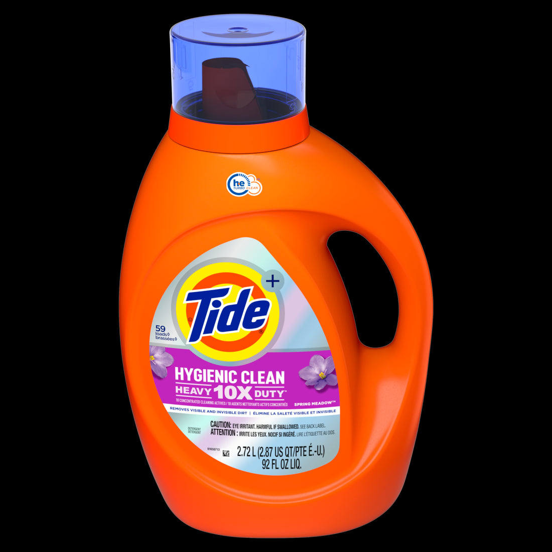 Tide Hygienic Clean Heavy 10x Duty Liquid Laundry Detergent Spring Meadow 59 Loads - 92oz/4pk