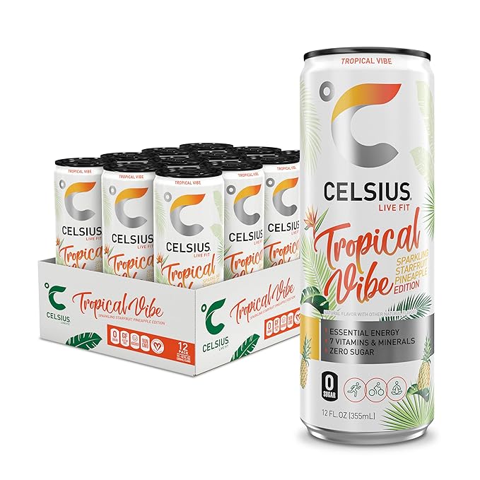 Celsius Sparkling Tropical Vibe Single - 12oz/12pk