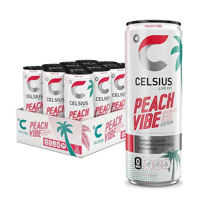 Celsius Sparkling Peach Vibe Single - 12oz/12pk