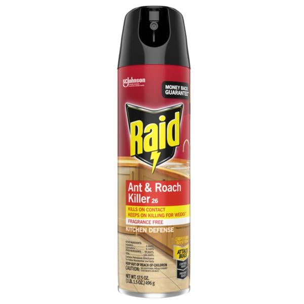 Raid Ant & Roach Kitchen Defense Fragrance Free - 17.5oz/12pk
