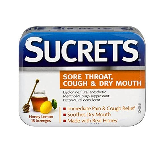 Sucrets Lozenges Medicated Honey Lemon -18ct/24pk