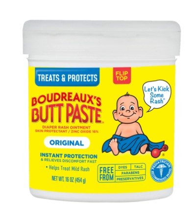 Boudreaux's Butt Paste Natural Original Diaper Ointment Jar- 16oz/6pk