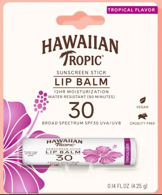Hawaiian Tropic Lip Balm Sunscreen Stick SPF30 - 0.14oz/10pk
