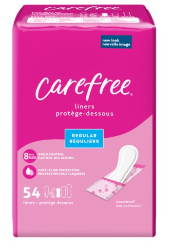 Carefree Panty Liners Regular To Go Unscented-54ct/4pk