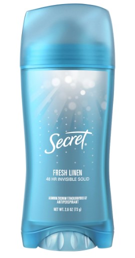 Secret Invisible Solid Antiperspirant and Deodorant Fresh Linen Scent 2.6oz/12pk