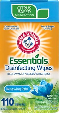 Arm & Hammer Essentials Disinfecting Wipes Renewing Rain Scent - 110ct/4pk