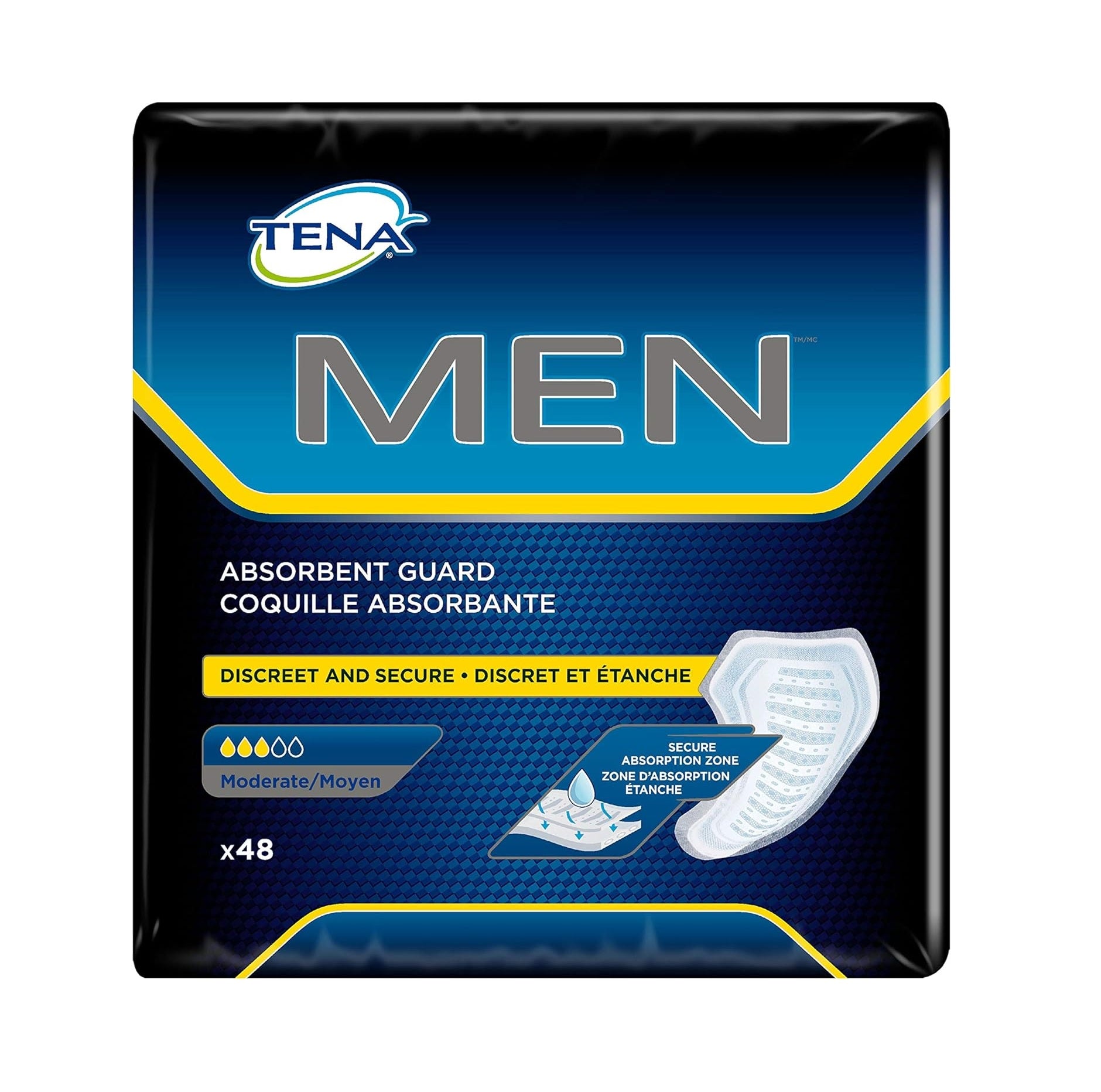 Tena Incontinence Guards for Men Moderate Absorbency - 48ct/3pk
