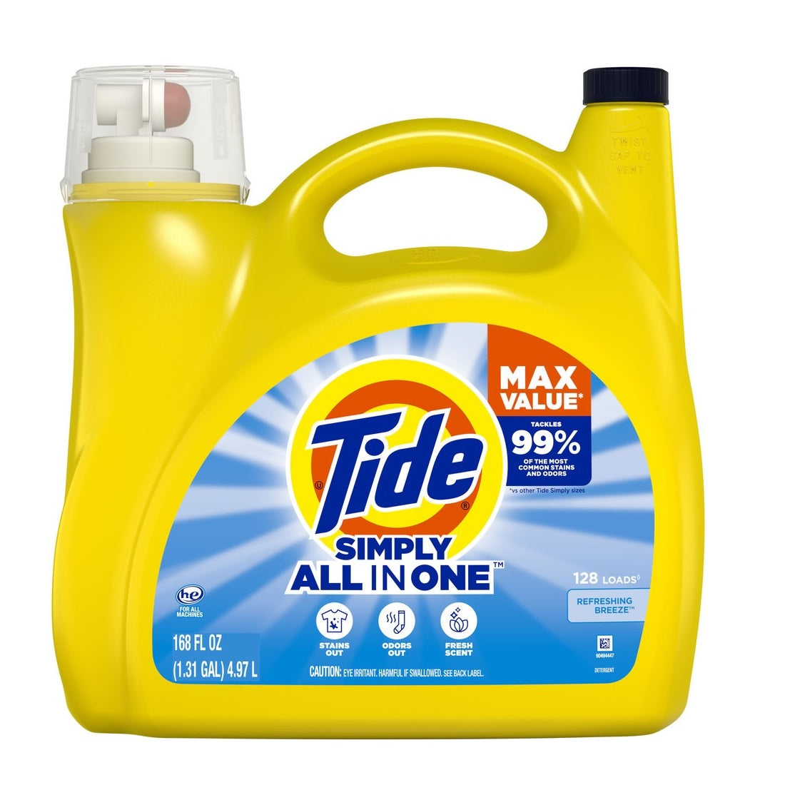 Tide HE Simply Liquid Laundry Detergent Refreshing Breeze 128 Loads - 168oz/4pk