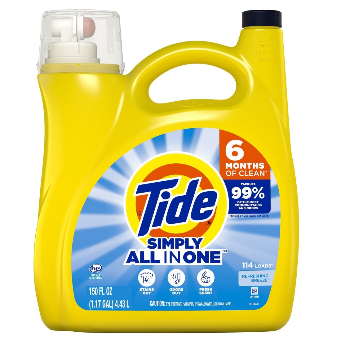 Tide HE Simply Liquid Laundry Detergent Refreshing Breeze 114 Loads - 151oz/4pk