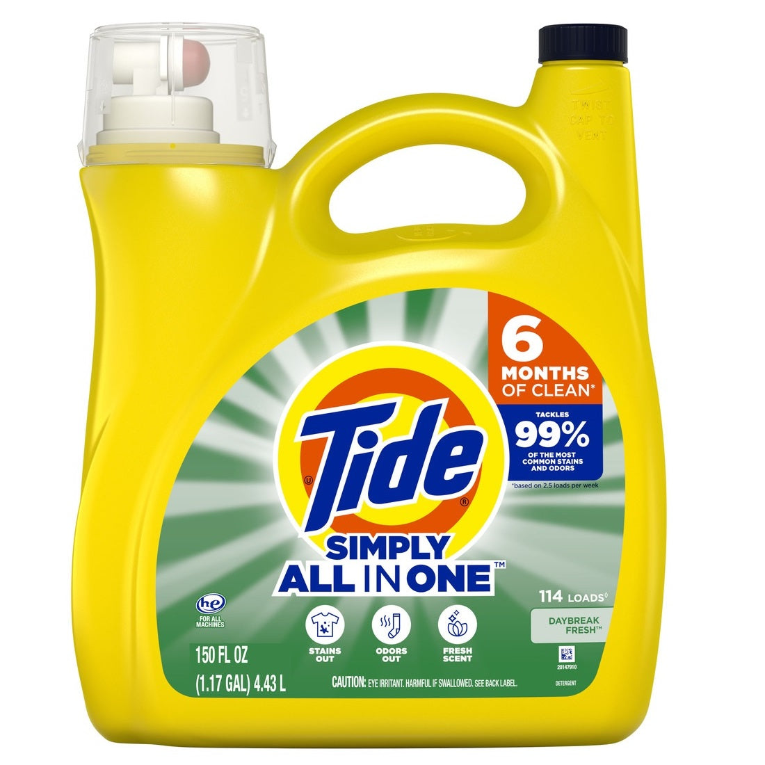 Tide HE Simply Liquid Laundry Detergent Daybreak Fresh 114 Loads - 151oz/4pk