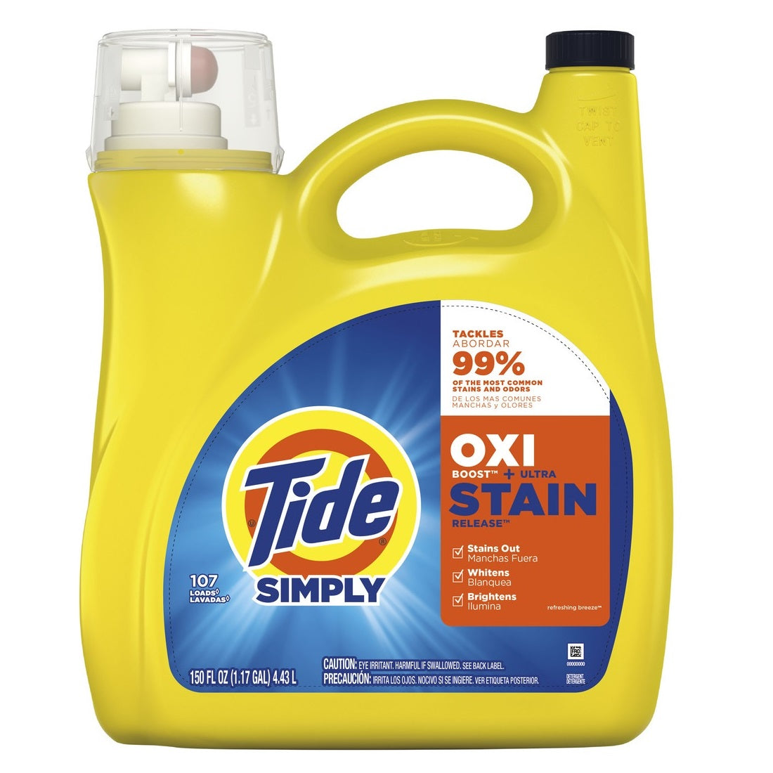 Tide HE Simply Oxi Boost + Ultra Stain Release Refreshing Breeze Scent 107 Loads - 151oz/4pk