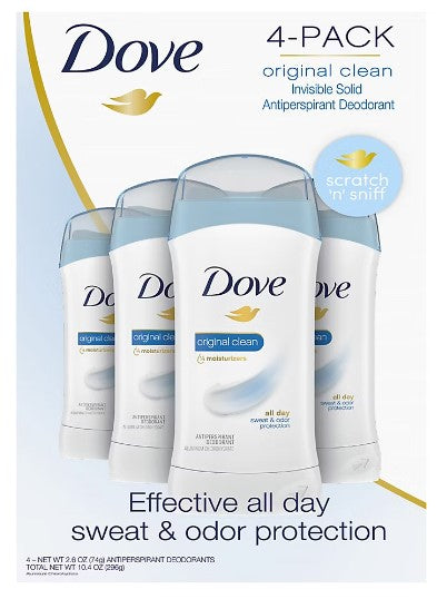 Dove Original Clean Antiperspirant Deodorant - 2.6oz/4pk