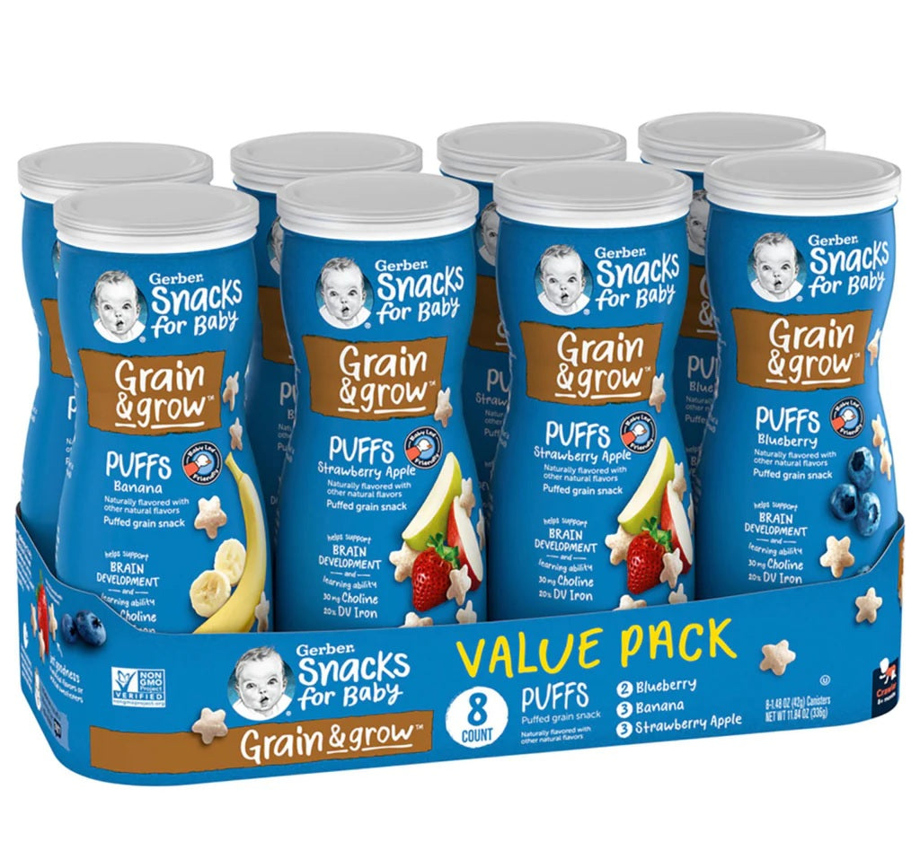 Gerber Graduates PUFFS Cereal Snack Variety Pack - 1.48oz/8pk