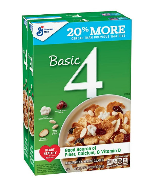 General Mills Basic 4 Multigrain Cereal Fruit & Nuts - 39.6oz/2pk