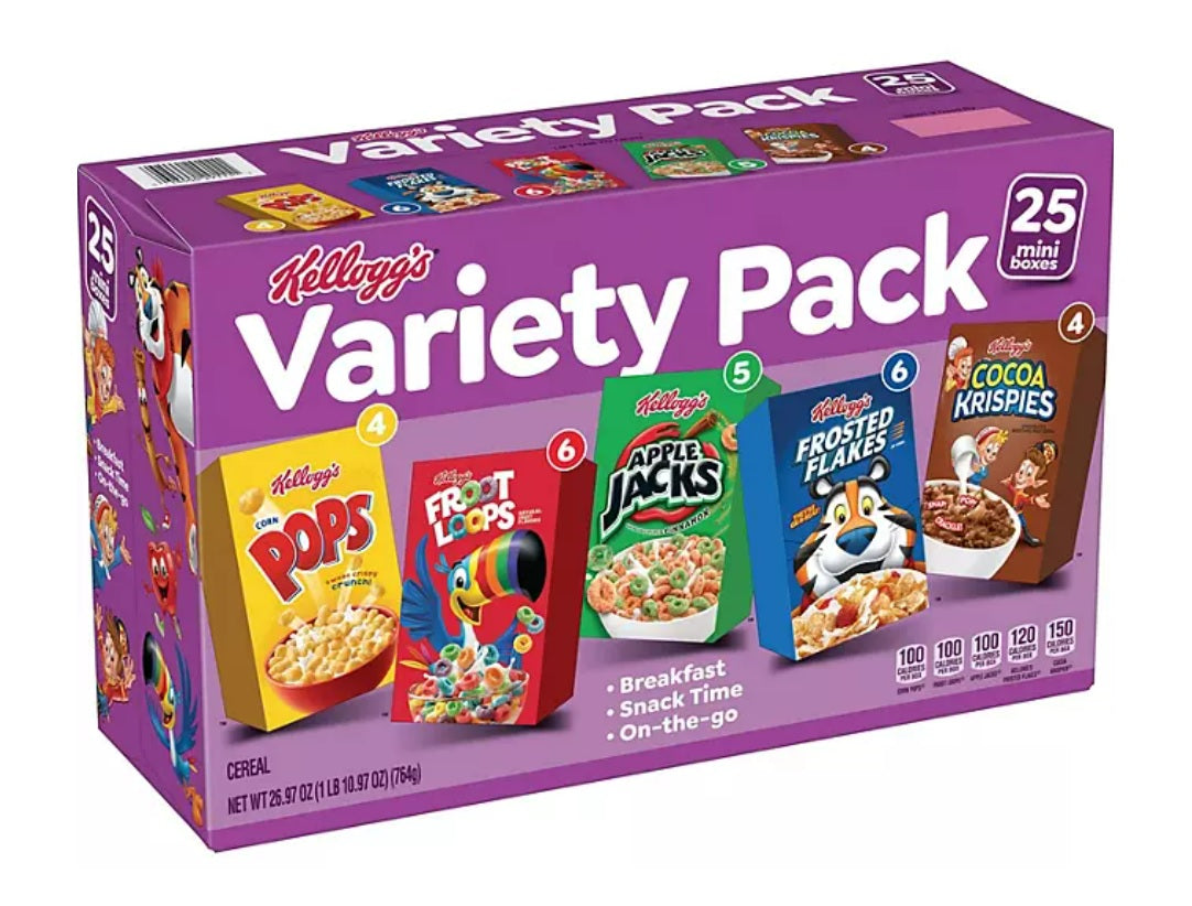 Kellogg's Assorted Cereal - 26.97oz/25pk