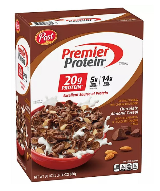 Post Premier Protein Chocolate Almond Cereal - 30oz/2pk