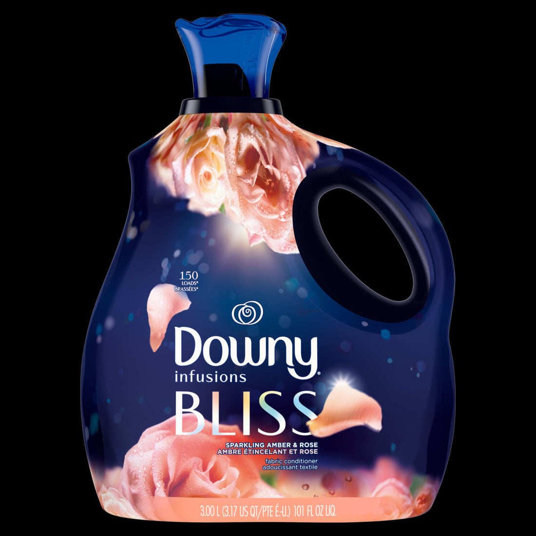 Downy Infusions Laundry Fabric Softener Liquid BLISS Sparkling Amber and Rose-101oz/4pk