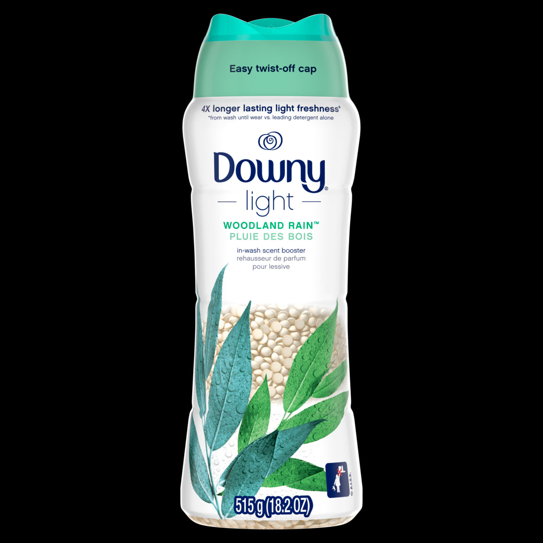 Downy Light Laundry Scent Booster Beads for Washer Woodland Rain with No Heavy Perfumes-18.2oz/4pk