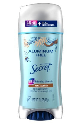 Secret Aluminum Free Deodorant for Women Coconut Pack of 2- 2.4 oz/6pk