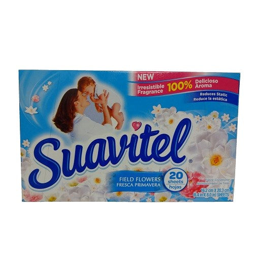 Suavitel Fabric Soft. Sheets Flower Blue - 20sh/15pk