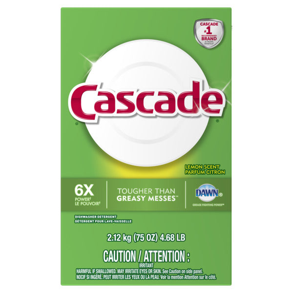Cascade Powder Dishwasher Detergent, Lemon Scent - 75oz/7pk